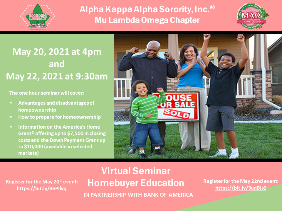 MLO Hosts Homebuying Seminar Mu Lambda Omega Chapter of AKA