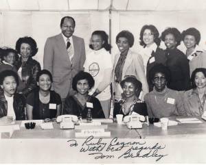 In January, 1979 MLO participated in the UNCF Radiothon: Standing: Rose Willis, LA Mayor Tom Bradley, Barbara Williams, City Councilwoman, Marguarite Archie, Marva Bell, Martha Caldwell, Ruby Cannon.  Seated: Martha Johnson, Lora Stewart, Barbara Monk, Jennifer Detwyler, Miriam Garner, Gloria Stewart